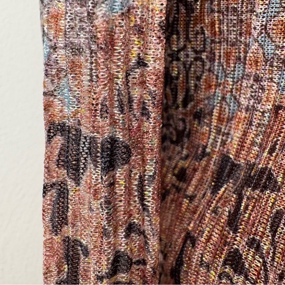 JOIE Semi Sheer Sheer Metallic Long-Sleeve Blouse Smocked Waist Ruffle Neck S - Picture 10 of 15